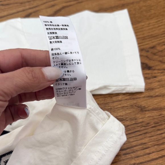 Celine White Logo Tee with Black Embroidered Paris Graphic - Picture 5 of 8